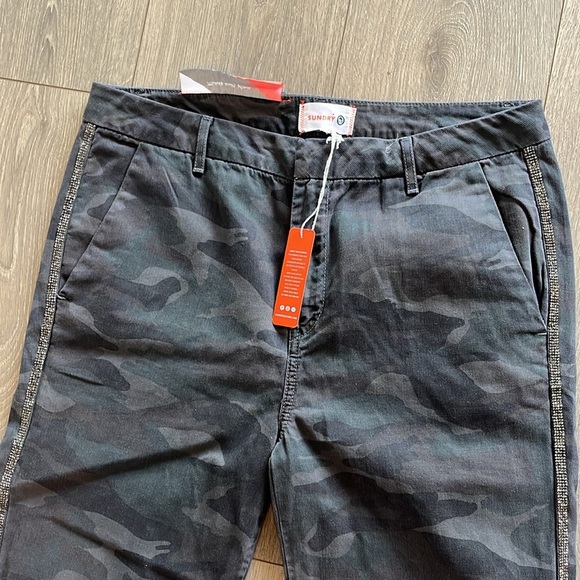 Sundry For Anthropologie Camo Le Soleil Pants Womens Size 29 Crystal Stripe NWT - Picture 3 of 11